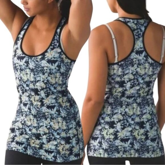 Lululemon Cool Racerback Size 6 Crosscourt Petal Black - Picture 1 of 8